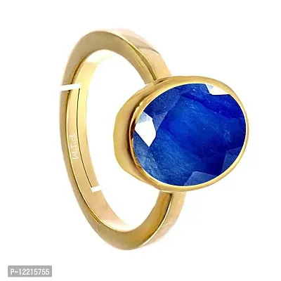 Ptm Blue Sapphire/Neelam 6.25 Ratti or 5.5 Carat Astrological Certified Natural Gemstone Panchdhatu/5 Metals Gold Plated Adjustable Ring for Women - nv1625-thumb3