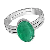 Ptm Emerald/Panna 7.25 Ratti or 6.5 Carat Astrological Certified Gemstone Pure Sterling Silver/925 bis Hallmark Adjustable Ring for Women - fba2725-thumb1