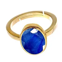 Ptm Blue Sapphire/Neelam 6.25 Ratti or 5.5 Carat Astrological Certified Natural Gemstone Panchdhatu/5 Metals Gold Plated Adjustable Ring for Women - nv1625-thumb1