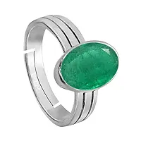 Ptm Emerald/Panna 7.25 Ratti or 6.5 Carat Astrological Certified Gemstone Pure Sterling Silver/925 bis Hallmark Adjustable Ring for Women - fba2725-thumb2