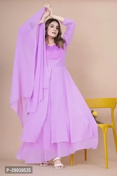 Stylish Purple Georgette Kurta With Dupatta For Women