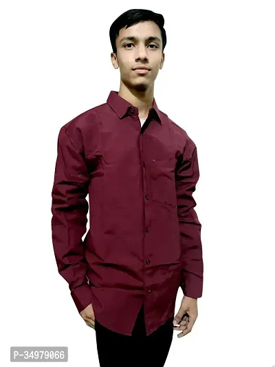 Men Regular Fit Solid Casual Shirt Cotton Blend Maroon Pack of 1-thumb0