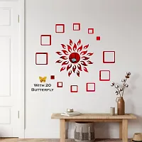 Classic Sun Flame 12 Square Red With 20 Butterfly Golden Acrylic Mirror Wall Sticker|Mirror For Wall|Mirror Stickers For Wall|Wall Mirror|Flexible Mirror|3D Mirror Wall Stickers|Wall Sticker Cp-162-thumb2