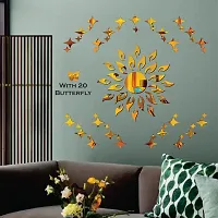 Classic Sun Flame 25 Small 25 Large Star With 20 Butterfly Golden Acrylic Mirror Wall Sticker|Mirror For Wall|Mirror Stickers For Wall|Wall Mirror|Flexible Mirror|3D Mirror Wall Stickers|Wall Sticker Cp-192-thumb2