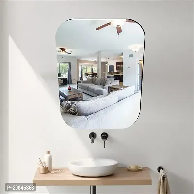 Classic Cross Ractangle Mirror Plastic And Flexible Mirror Sticker | Non-Glass Mirror Wall Stickers For Walls (20X30) Cm | Mirror Stickers For Home And Bathroom Decoration | Wall Sticker Wall Mirrors-thumb0