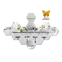 Classic 14 Hexagon Silver-Cp67 Acrylic Mirror Wall Sticker|Mirror For Wall|Mirror Stickers For Wall|Wall Mirror|Flexible Mirror|3D Mirror Wall Stickers|Wall Sticker Cp-593-thumb2