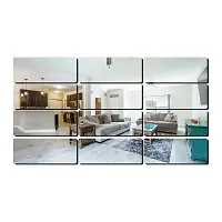 Classic 12 Frame Silver Acrylic Mirror Wall Sticker|Mirror For Wall|Mirror Stickers For Wall|Wall Mirror|Flexible Mirror|3D Mirror Wall Stickers|Wall Sticker Cp-355-thumb1