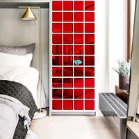 Classic 28 Big Square Red-Cp205 Acrylic Mirror Wall Sticker|Mirror For Wall|Mirror Stickers For Wall|Wall Mirror|Flexible Mirror|3D Mirror Wall Stickers|Wall Sticker Cp-731-thumb1