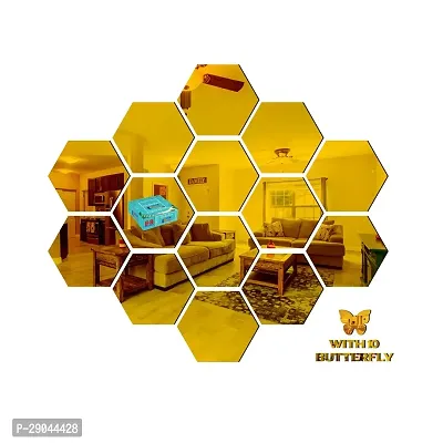 Classic 14 Hexagon Golden-Cp29 Acrylic Mirror Wall Sticker|Mirror For Wall|Mirror Stickers For Wall|Wall Mirror|Flexible Mirror|3D Mirror Wall Stickers|Wall Sticker Cp-555-thumb2