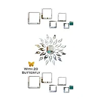Classic Sun Flame 12 Square Silver With 20 Butterfly Golden Acrylic Mirror Wall Sticker|Mirror For Wall|Mirror Stickers For Wall|Wall Mirror|Flexible Mirror|3D Mirror Wall Stickers|Wall Sticker Cp-146-thumb1