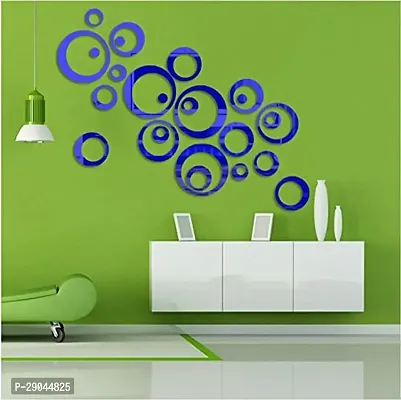 Classic 30 Rings And Dots Blue-Cp427 Acrylic Mirror Wall Sticker|Mirror For Wall|Mirror Stickers For Wall|Wall Mirror|Flexible Mirror|3D Mirror Wall Stickers|Wall Sticker Cp-953-thumb0