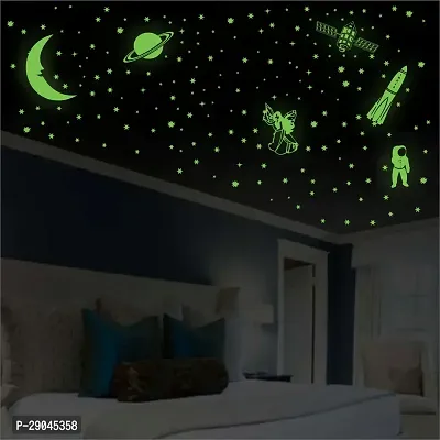 Classic Green Fluorescent ( Radium Sticker) Night Glow In The Dark, Star Astronomy Wall Stickers (Pack Of 201 Stars Big And Small) - Complete Sky Code-110