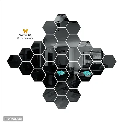 Classic 30 Hexagon Black-Cp141 Acrylic Mirror Wall Sticker|Mirror For Wall|Mirror Stickers For Wall|Wall Mirror|Flexible Mirror|3D Mirror Wall Stickers|Wall Sticker Cp-667