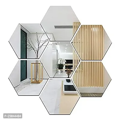 Classic 7 Hexagon Silver-Cp6 Acrylic Mirror Wall Sticker|Mirror For Wall|Mirror Stickers For Wall|Wall Mirror|Flexible Mirror|3D Mirror Wall Stickers|Wall Sticker Cp-532-thumb0