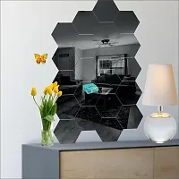 Classic 20 Hexagon Black-Cp89 Acrylic Mirror Wall Sticker|Mirror For Wall|Mirror Stickers For Wall|Wall Mirror|Flexible Mirror|3D Mirror Wall Stickers|Wall Sticker Cp-615-thumb1