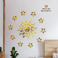 Classic Sun Flame 50 Star With 20 Butterfly Golden Acrylic Mirror Wall Sticker|Mirror For Wall|Mirror Stickers For Wall|Wall Mirror|Flexible Mirror|3D Mirror Wall Stickers|Wall Sticker Cp-177-thumb2