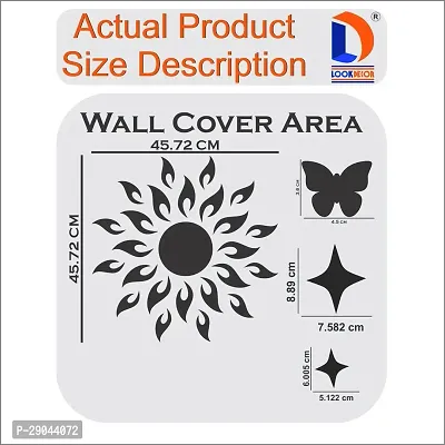 Classic Sun Flame 25 Small 25 Large Star Silver With 20 Butterfly Golden Acrylic Mirror Wall Sticker|Mirror For Wall|Mirror Stickers For Wall|Wall Mirror|Flexible Mirror|3D Mirror Wall Stickers|Wall Sticker Cp-206-thumb4