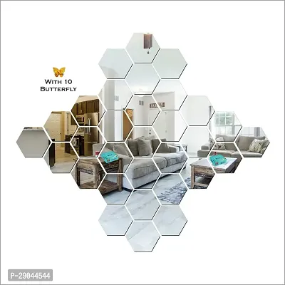 Classic 30 Hexagon Silver-Cp145 Acrylic Mirror Wall Sticker|Mirror For Wall|Mirror Stickers For Wall|Wall Mirror|Flexible Mirror|3D Mirror Wall Stickers|Wall Sticker Cp-671-thumb0