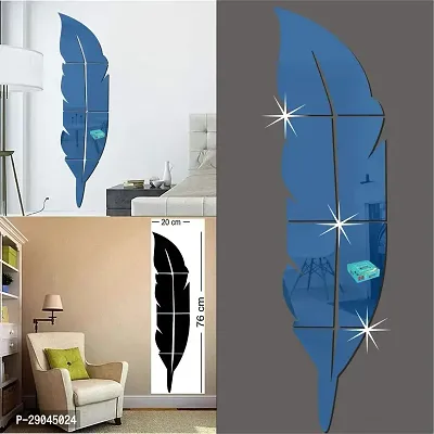 Classic Plum Feather Blue-Cp629 Acrylic Mirror Wall Sticker|Mirror For Wall|Mirror Stickers For Wall|Wall Mirror|Flexible Mirror|3D Mirror Wall Stickers|Wall Sticker Cp-1155