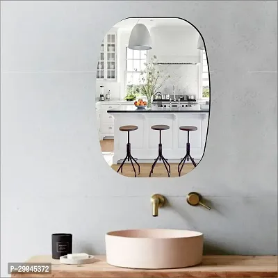 Classic Rectangle Oval Mirror Plastic And Flexible Mirror Sticker | Non-Glass Mirror Wall Stickers For Walls (20X30) Cm | Mirror Stickers For Home And Bathroom Decoration | Wall Sticker Wall Mirrors-thumb0