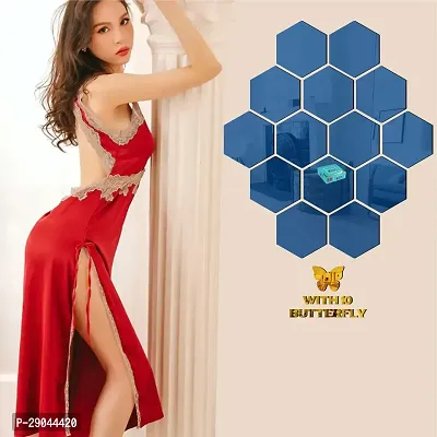 Classic 14 Hexagon Blue-Cp21 Acrylic Mirror Wall Sticker|Mirror For Wall|Mirror Stickers For Wall|Wall Mirror|Flexible Mirror|3D Mirror Wall Stickers|Wall Sticker Cp-547-thumb3