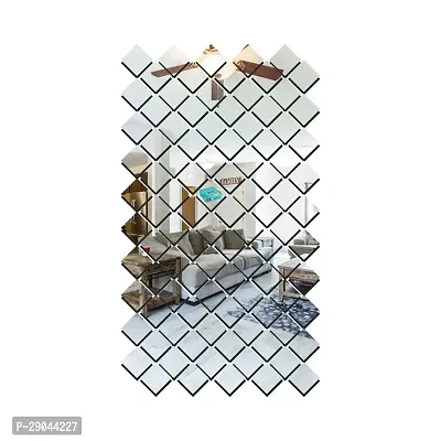 Classic 100 Square Silver Acrylic Mirror Wall Sticker|Mirror For Wall|Mirror Stickers For Wall|Wall Mirror|Flexible Mirror|3D Mirror Wall Stickers|Wall Sticker Cp-361-thumb2