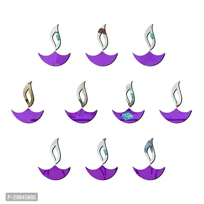 Classic 10 Shubh Diya Purple-Cp690 Acrylic Mirror Wall Sticker|Mirror For Wall|Mirror Stickers For Wall|Wall Mirror|Flexible Mirror|3D Mirror Wall Stickers|Wall Sticker Cp-1216-thumb0