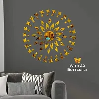 Classic Sun Flame 25 Small 25 Large Star With 20 Butterfly Golden Acrylic Mirror Wall Sticker|Mirror For Wall|Mirror Stickers For Wall|Wall Mirror|Flexible Mirror|3D Mirror Wall Stickers|Wall Sticker Cp-180-thumb2