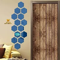 Classic 14 Hexagon Blue With 10 Butterfly Golden Acrylic Mirror Wall Sticker|Mirror For Wall|Mirror Stickers For Wall|Wall Mirror|Flexible Mirror|3D Mirror Wall Stickers|Wall Sticker Cp-217-thumb2