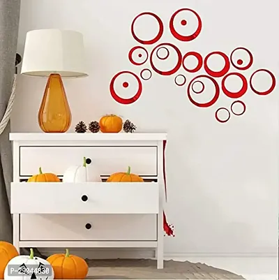 Classic 30 Rings And Dots Red-Cp432 Acrylic Mirror Wall Sticker|Mirror For Wall|Mirror Stickers For Wall|Wall Mirror|Flexible Mirror|3D Mirror Wall Stickers|Wall Sticker Cp-958-thumb0