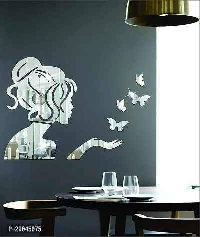 Classic Angel Ferry 4 Butterfly Silver-Cp680 Acrylic Mirror Wall Sticker|Mirror For Wall|Mirror Stickers For Wall|Wall Mirror|Flexible Mirror|3D Mirror Wall Stickers|Wall Sticker Cp-1206-thumb0