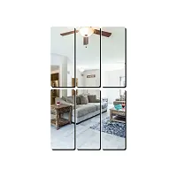 Classic 6 Frame Silver Acrylic Mirror Wall Sticker|Mirror For Wall|Mirror Stickers For Wall|Wall Mirror|Flexible Mirror|3D Mirror Wall Stickers|Wall Sticker Cp-357-thumb1