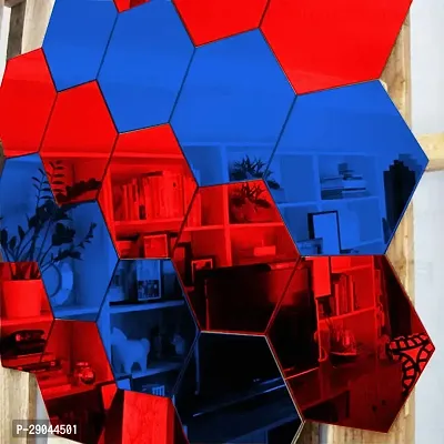 Classic Hexagon 10 Red 10 Blue-Cp103 Acrylic Mirror Wall Sticker|Mirror For Wall|Mirror Stickers For Wall|Wall Mirror|Flexible Mirror|3D Mirror Wall Stickers|Wall Sticker Cp-629-thumb0