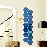 Classic 14 Hexagon Blue-Cp52 Acrylic Mirror Wall Sticker|Mirror For Wall|Mirror Stickers For Wall|Wall Mirror|Flexible Mirror|3D Mirror Wall Stickers|Wall Sticker Cp-578-thumb2