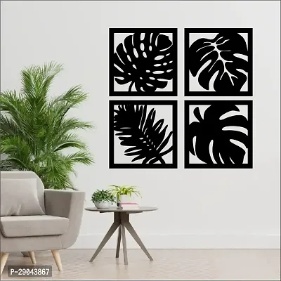 Classic Leafs Wall Sculptures, Wall Art, Wall Decor, Black Wooden Art Home Decor Items For Livingroom Bedroom Kitchen Office Wall, Wall Stickers And Murals (29 X 29 Cm Each Pcs)