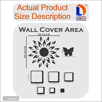 Classic Sun Flame 12 Square With 20 Butterfly Golden Acrylic Mirror Wall Sticker|Mirror For Wall|Mirror Stickers For Wall|Wall Mirror|Flexible Mirror|3D Mirror Wall Stickers|Wall Sticker Cp-165-thumb4