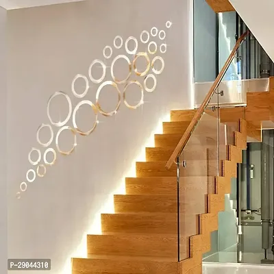 Classic 30 Rings And Dots Silver Acrylic Mirror Wall Sticker|Mirror For Wall|Mirror Stickers For Wall|Wall Mirror|Flexible Mirror|3D Mirror Wall Stickers|Wall Sticker Cp-444-thumb0