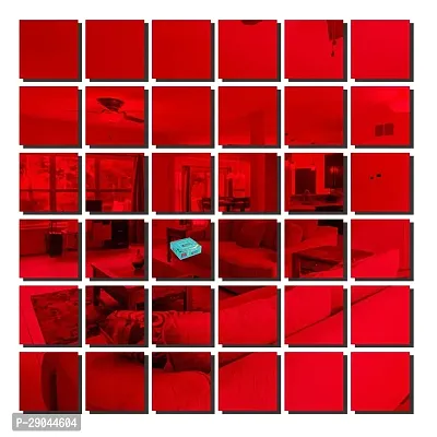 Classic 28 Big Square Red-Cp205 Acrylic Mirror Wall Sticker|Mirror For Wall|Mirror Stickers For Wall|Wall Mirror|Flexible Mirror|3D Mirror Wall Stickers|Wall Sticker Cp-731-thumb0