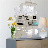 Classic 20 Hexagon Silver With 10 Butterfly Golden Acrylic Mirror Wall Sticker|Mirror For Wall|Mirror Stickers For Wall|Wall Mirror|Flexible Mirror|3D Mirror Wall Stickers|Wall Sticker Cp-245-thumb2