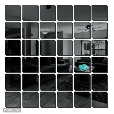 Classic 36 Big Square Black Acrylic Mirror Wall Sticker|Mirror For Wall|Mirror Stickers For Wall|Wall Mirror|Flexible Mirror|3D Mirror Wall Stickers|Wall Sticker Cp-1423-thumb0