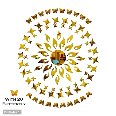 Classic Sun 25S.25L. Star Golden 20 Butterfly-Cp377 Acrylic Mirror Wall Sticker|Mirror For Wall|Mirror Stickers For Wall|Wall Mirror|Flexible Mirror|3D Mirror Wall Stickers|Wall Sticker Cp-903-thumb2