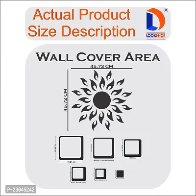 Classic Sun With 24 Square Black Acrylic Mirror Wall Sticker|Mirror For Wall|Mirror Stickers For Wall|Wall Mirror|Flexible Mirror|3D Mirror Wall Stickers|Wall Sticker Cp-1373-thumb3