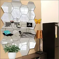 Classic 20 Hexagon 10 Butterfly Silver Acrylic Mirror Wall Sticker|Mirror For Wall|Mirror Stickers For Wall|Wall Mirror|Flexible Mirror|3D Mirror Wall Stickers|Wall Sticker Cp-458-thumb1