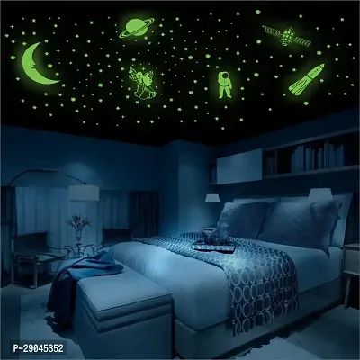 Classic Green Fluorescent ( Radium Sticker) Night Glow In The Dark, Star Astronomy Wall Stickers (Pack Of 201 Stars Big And Small) - Complete Sky Code-104-thumb0
