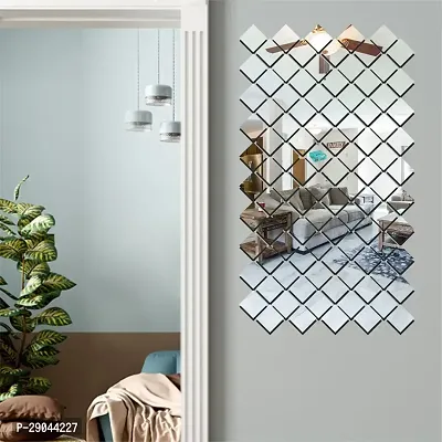 Classic 100 Square Silver Acrylic Mirror Wall Sticker|Mirror For Wall|Mirror Stickers For Wall|Wall Mirror|Flexible Mirror|3D Mirror Wall Stickers|Wall Sticker Cp-361-thumb0