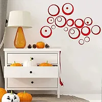 Classic 30 Rings And Dots Red Acrylic Mirror Wall Sticker|Mirror For Wall|Mirror Stickers For Wall|Wall Mirror|Flexible Mirror|3D Mirror Wall Stickers|Wall Sticker Cp-1455-thumb1