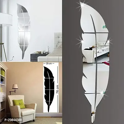 Classic Plume Feather Silver Acrylic Mirror Wall Sticker|Mirror For Wall|Mirror Stickers For Wall|Wall Mirror|Flexible Mirror|3D Mirror Wall Stickers|Wall Sticker Cp-442