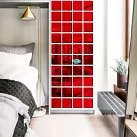 Classic 24 Big Square Red-Cp199 Acrylic Mirror Wall Sticker|Mirror For Wall|Mirror Stickers For Wall|Wall Mirror|Flexible Mirror|3D Mirror Wall Stickers|Wall Sticker Cp-725-thumb1