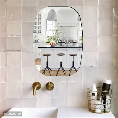 Classic Rectangle Oval Mirror Plastic And Flexible Mirror Sticker | Non-Glass Mirror Wall Stickers For Walls (20X30) Cm | Mirror Stickers For Home And Bathroom Decoration | Wall Sticker Wall Mirrors-thumb2