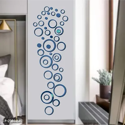 Classic 40 Ring And Dot Blue-Cp449 Acrylic Mirror Wall Sticker|Mirror For Wall|Mirror Stickers For Wall|Wall Mirror|Flexible Mirror|3D Mirror Wall Stickers|Wall Sticker Cp-975